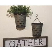 Farmhouse Galvanized Olive Bucket Wall Planter Vase Rustic Decor Set of 2 Metal Wall Decor | Etsy (US)