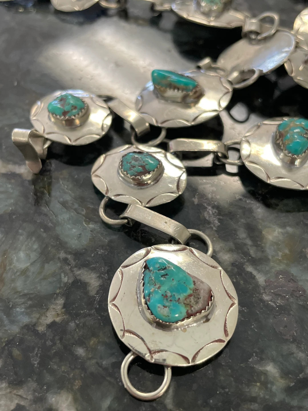 Vintage Sterling Navajoturquoise Concho Belt - Etsy | Etsy (US)