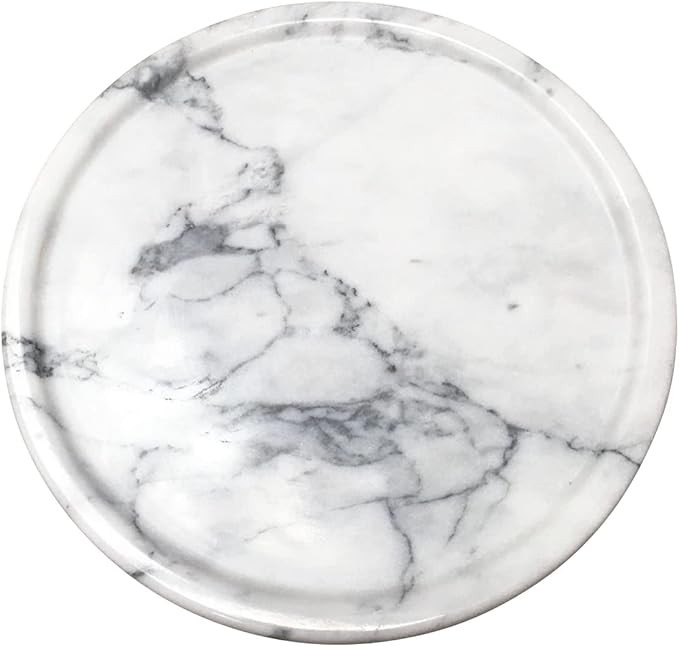 Natural Marble Tray, Round Marble Decorative Tray for Counter, Jewelry, Dresser, Bathroom, Kitche... | Amazon (US)