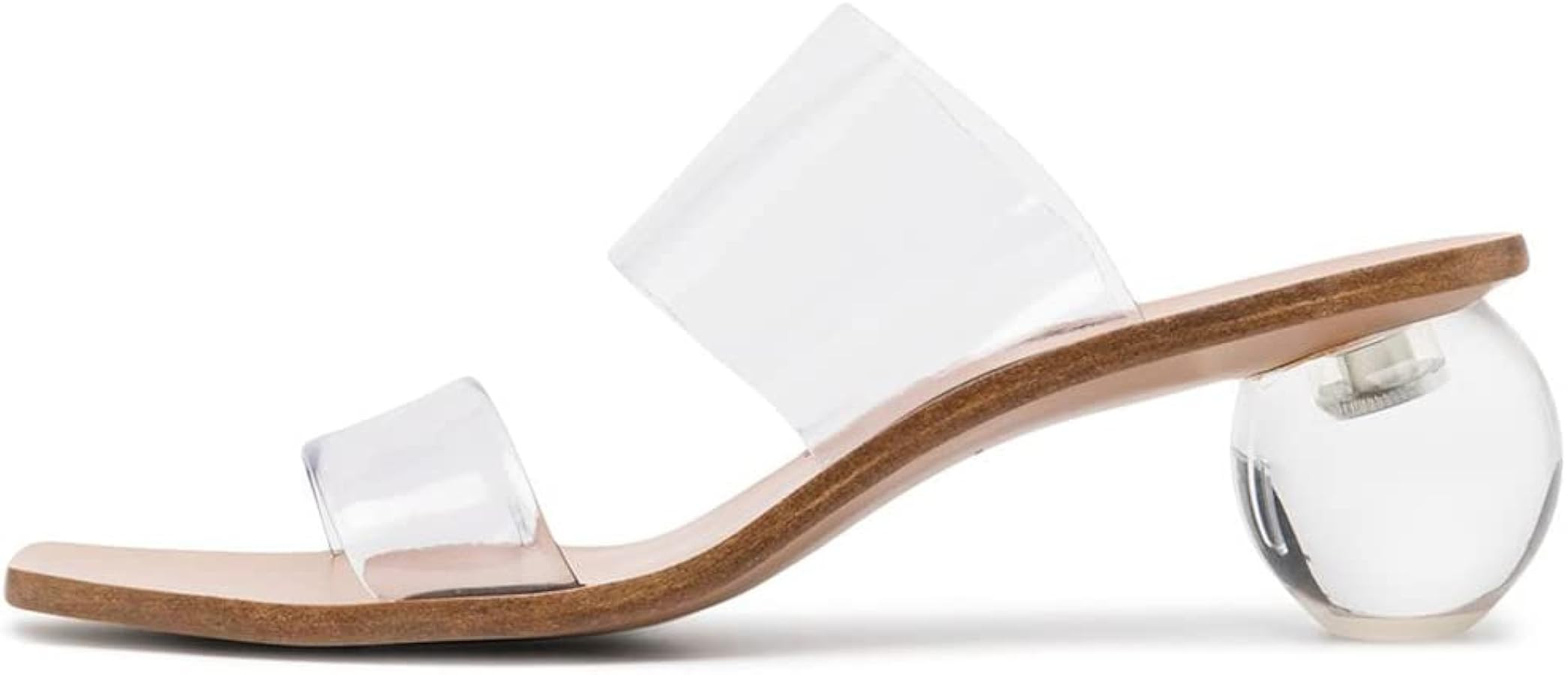 keleimusi Women's Acrylic Ball Slide Sandals with Two Clear Strap Vinyl Heels Mules Slip On Open ... | Amazon (US)