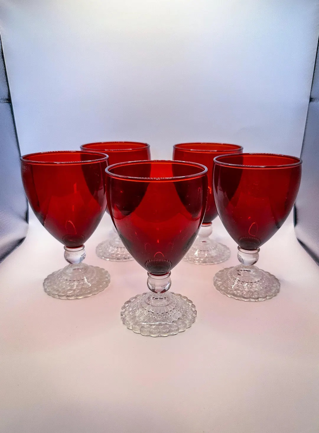 Vintage Red Anchor Hocking Boopie Glasses Small Tumbler or Wine Set of 5 | Etsy (US)