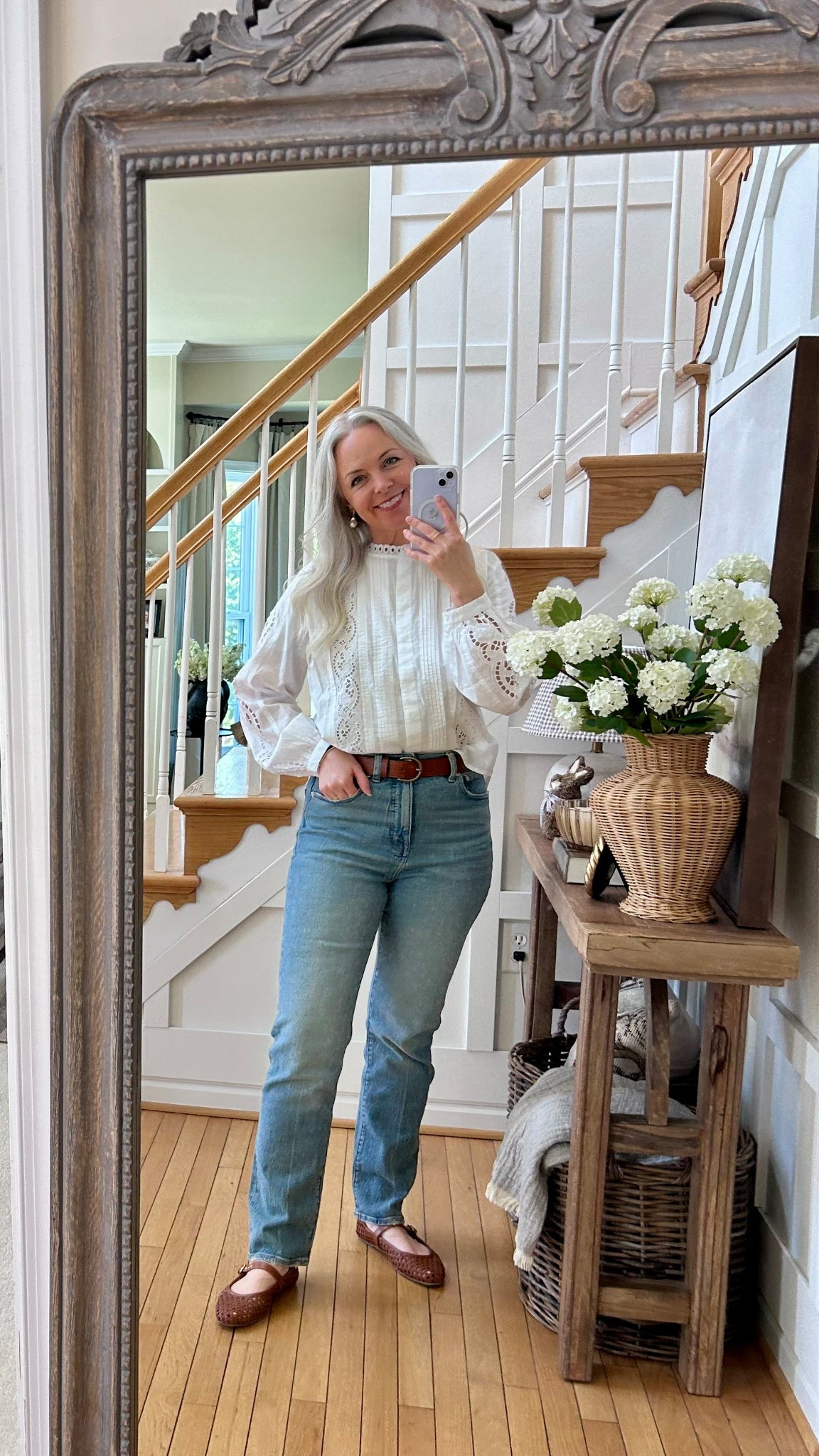 Spring/summer outfits 
Madewell sale goes live 5/16 - 5/17
exclusively on LTK!  Sharing a favorite Madewell outfit of mine!  5’ 6” wearing a small in top and 4, 27 in jeans and a small in the belt. All true to size!  tts
spring top, summer top, boho, romantic, lace, pintucked, white cotton shirt, button up, Madewell outfit, textured Mary Jane’s, leather belt, pearl earrings, vintage straight leg jeans,

#LTKsalealert #Itksale 
#Itkfindsunder50 #Itkspringsale
#ootd #madewellsale #summerwardrobe 


#LTKOver40 #LTKSaleAlert #LTKxMadewell