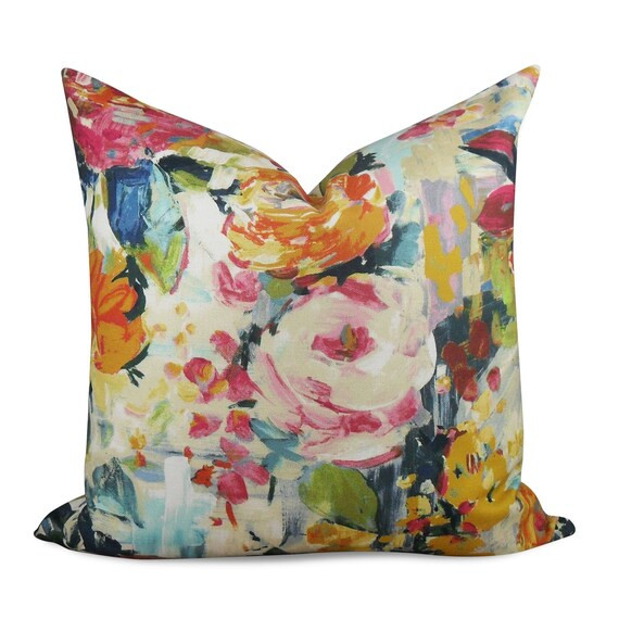 Read the full title
    Painterly Floral Peony pillow cover- SAME Fabric BOTH Sides - Invisible Z... | Etsy (US)