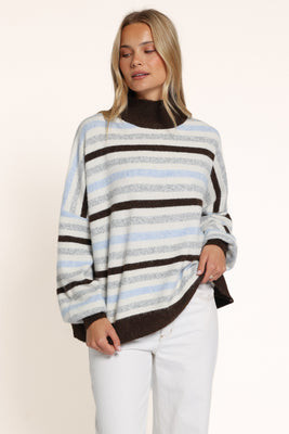 Tasha Mockneck Sweater - Brown Stripe | Petal & Pup (US)