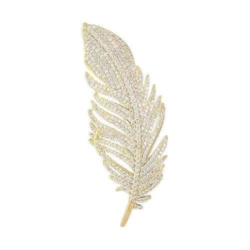 EMEGCY Feather Brooch for Women Rhinestone Feather Brooch Pin Gold Plated Feather Lapel Pin Jewelry Gift for Wife Mom | Amazon (US)