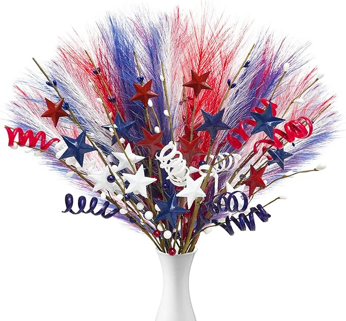 Amazon.com: Caplidou 18 Pcs 4th of July Decorations, Patriotic Faux Floral Stems Branches Red Whi... | Amazon (US)