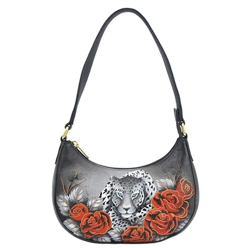 Anuschka Women’s Original Genuine Leather Hand-Painted Small Shoulder Bag - Leopard Love | Amazon (US)