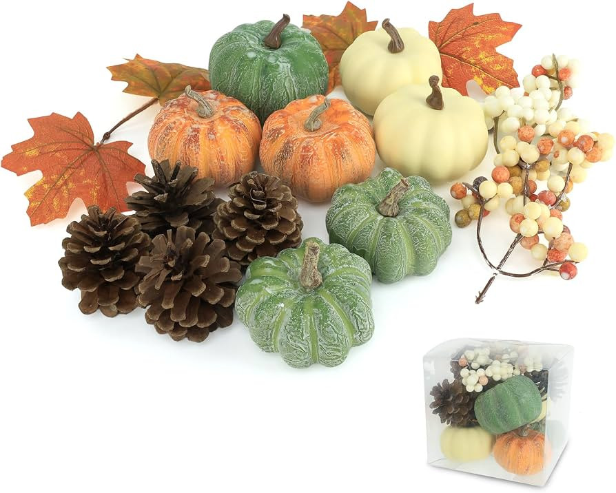 Ghrdopy 15 PCS Mini Pumpkin Decor - Plastic Pumpkins Fall Decor for Halloween Thanksgiving Artifi... | Amazon (US)