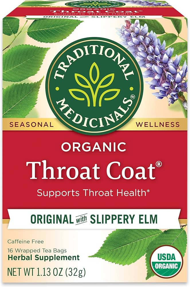Traditional Medicinals Tea, Organic Throat Coat, Supports Throat Health, 16 Tea Bags | Amazon (US)