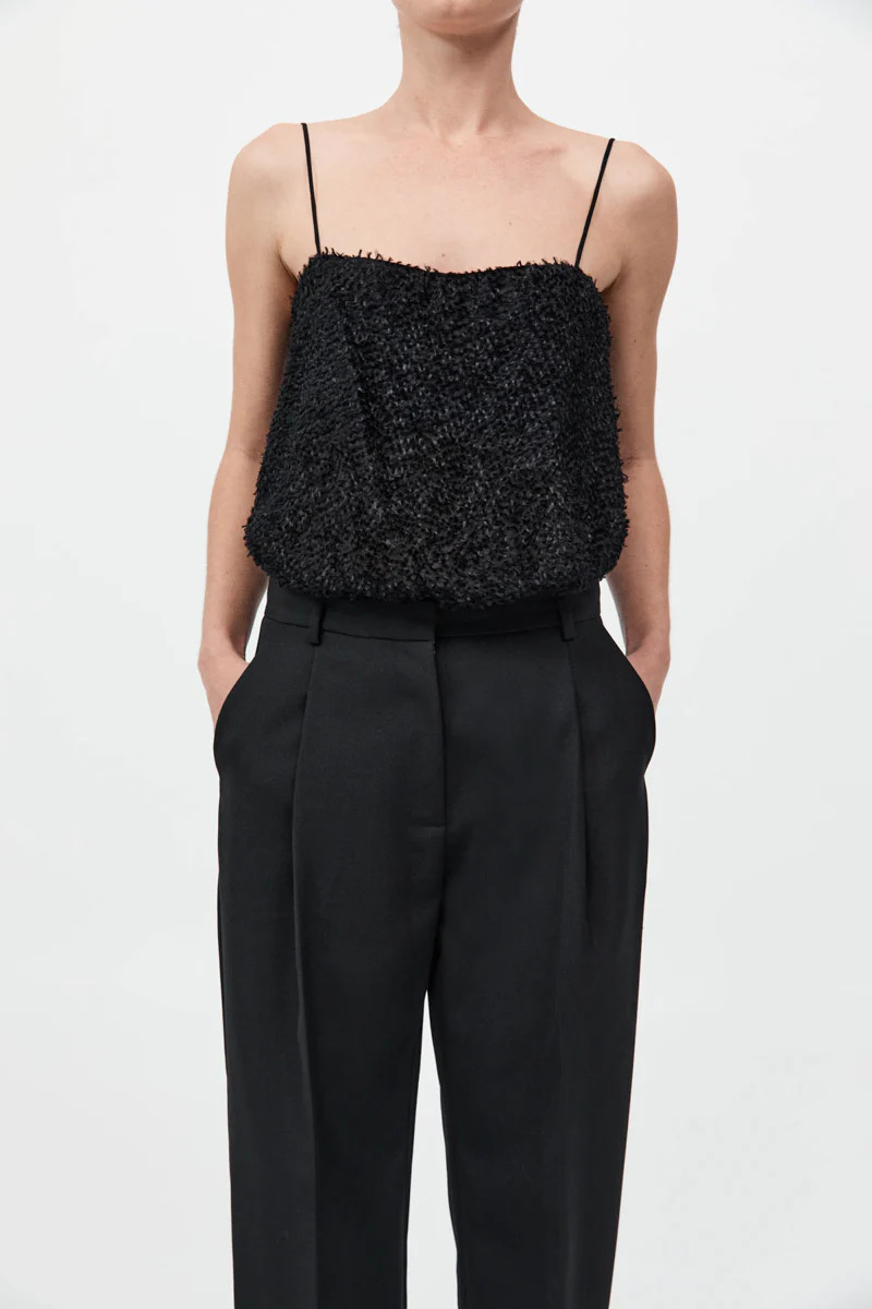 Feathered Silk Cami - Black | St. Agni (US, UK, EU)