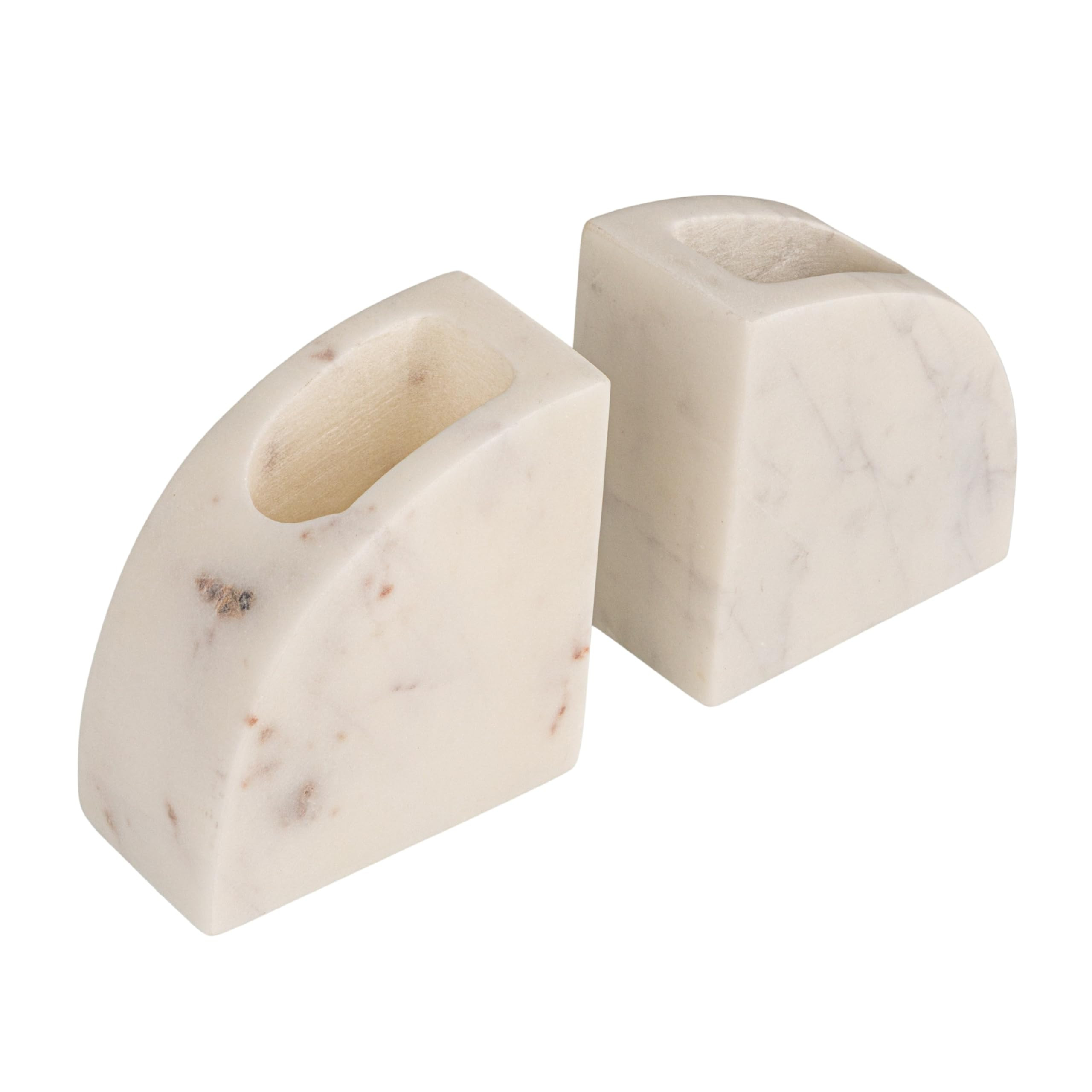 Creative Co-Op 2-Piece Marble Vases/Bookends, White | Amazon (US)