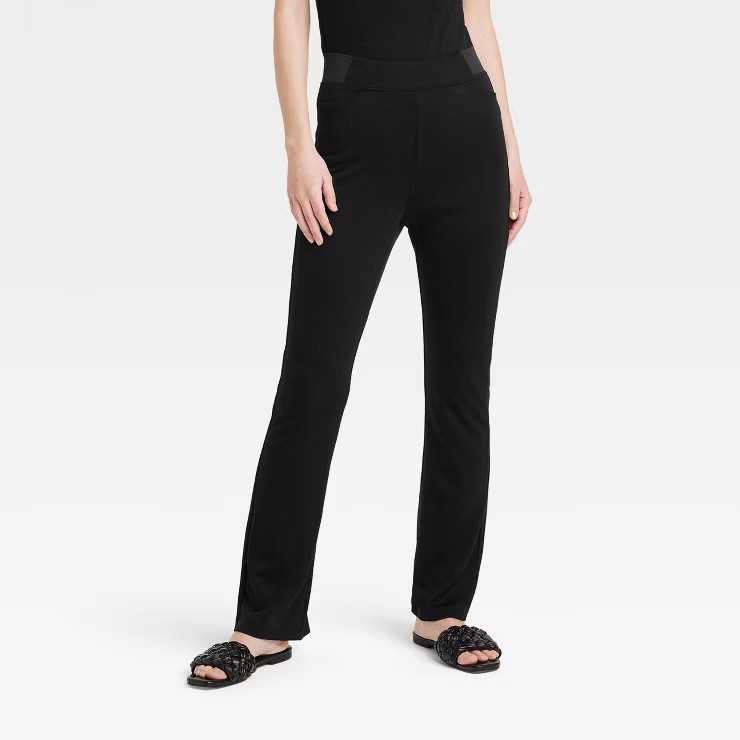 Women's High Waisted Ponte Flare Leggings with Pockets - A New Day™ Black | Target