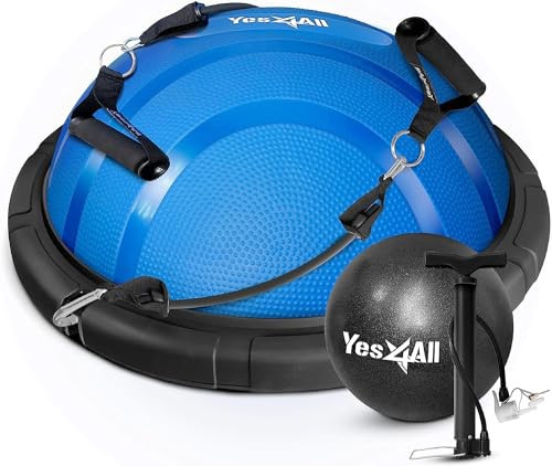 Yes4All 880LBS Half Ball Balance Trainer, Pilates Balance & Stability Ball for Exercises, Home Gym, Floor & Full Body Workouts, Upgrade Combo - Black/Blue | Amazon (US)