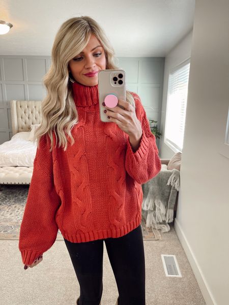 Cozy red Amazon sweater under $40! Paired with Spanx. Linked some boots to match too ❤️🍂

#LTKSeasonal #LTKunder100 #LTKunder50