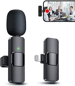 PQRQP Wireless Microphone for iPhone iPad, Mini Microphone, Wireless Lavalier Microphone, Wireles... | Amazon (US)