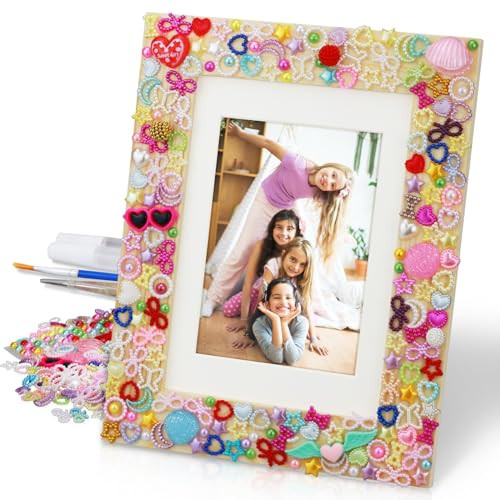 LEJITEKK DIY Picture Frame Craft Kit for Kids - Crafts for Girls 8-12, Tween Girls Gifts 10-12, Mosaic Kids Arts and Crafts Ages 6-8 | Amazon (US)