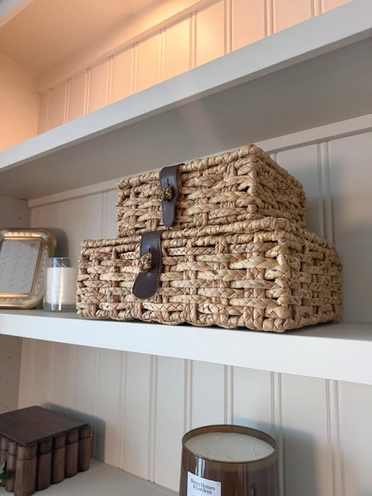shelf decor, shelf styling, console decor, storage box, stackable boxes, woven storage box, mcgee and co, amazon storage, shelf woven boxes 

 #LTKmomlife #LTKHome