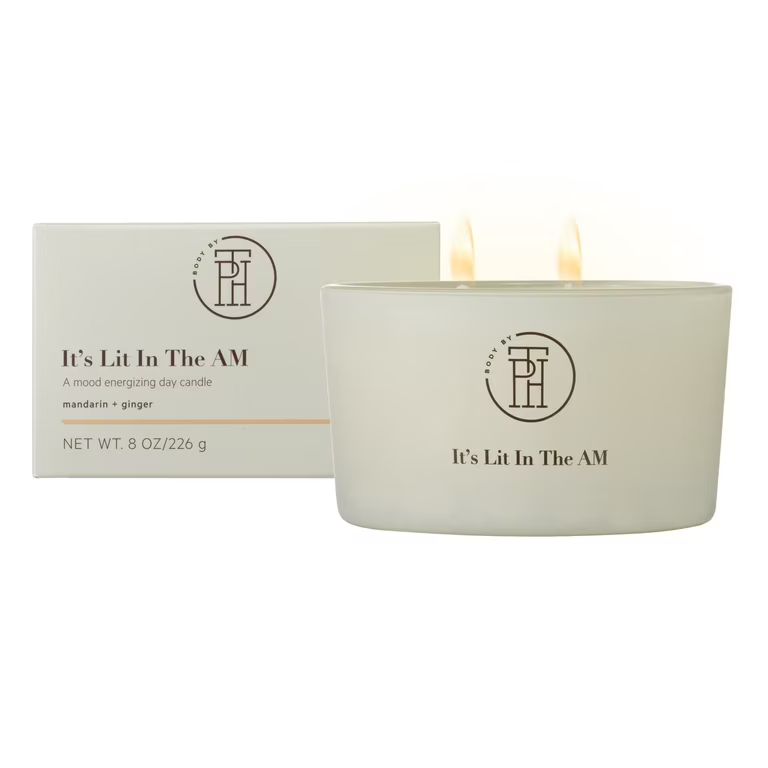 BODY BY TPH It’s Lit In The AM | Mandarin & Ginger Scented Soy Wax Blend Candle, 8 oz. | Walmart (US)