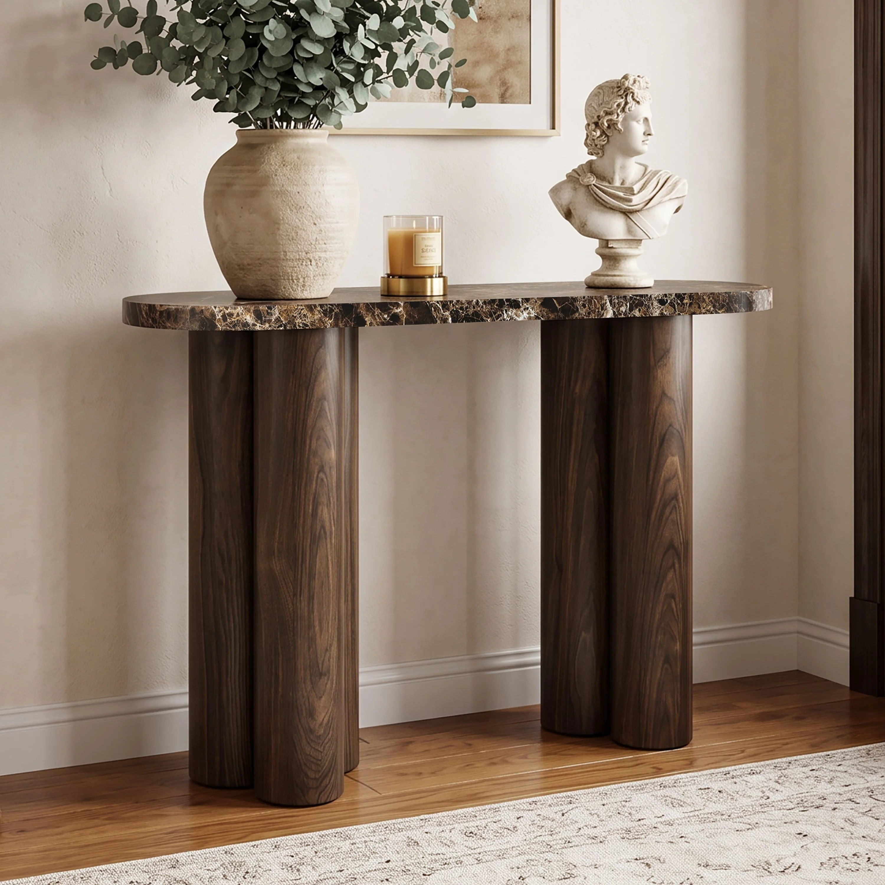 39.4" Console Table with Faux Marble Top and Round Legs | Wayfair North America