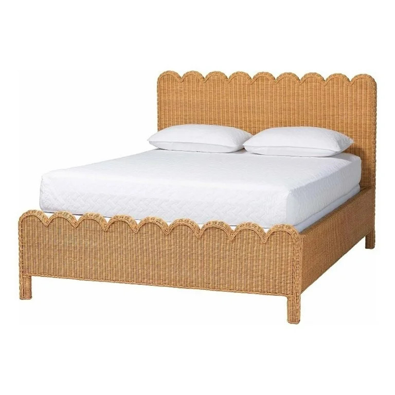 bali & pari Maritza Scalloped Natural Rattan Bed Frame Queen | Walmart (US)