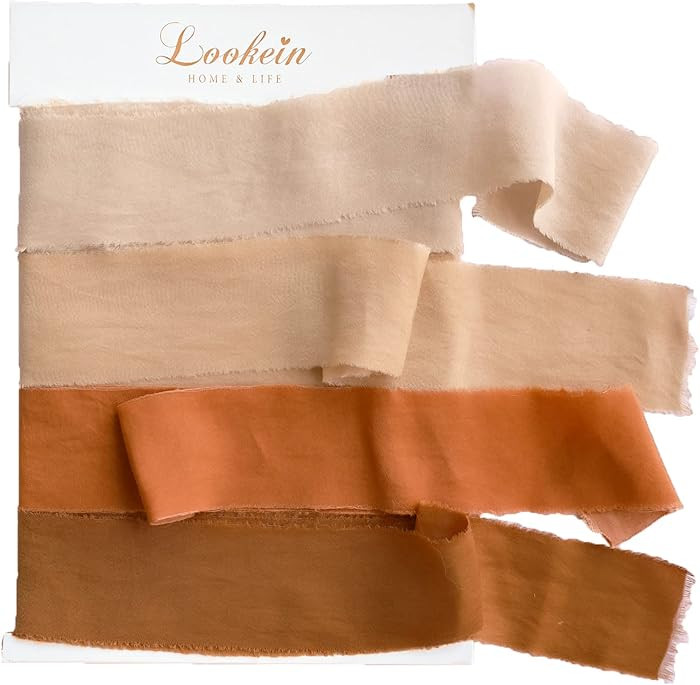 Handmade 1.5" Chiffon Silk-Like Ribbon Swatch Chart Vintage Frayed Edges Ribbon for Wedding Invit... | Amazon (US)