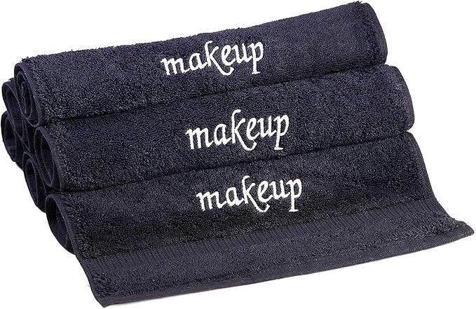 Towel Bazaar Premium Cotton Super Soft and Absorbent Turkish Towels (Black, 6-Piece Makeup Washcl... | Amazon (US)