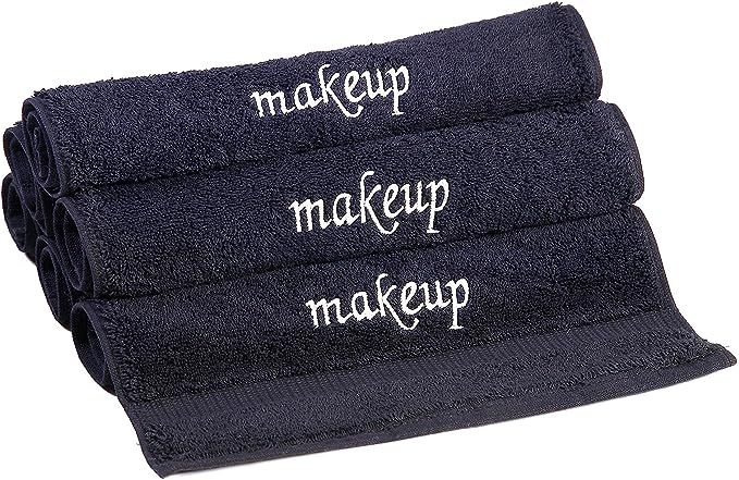 Towel Bazaar Premium Turkish Cotton Super Soft and Absorbent Towels (Black, Makeup Washcloth) | Amazon (US)