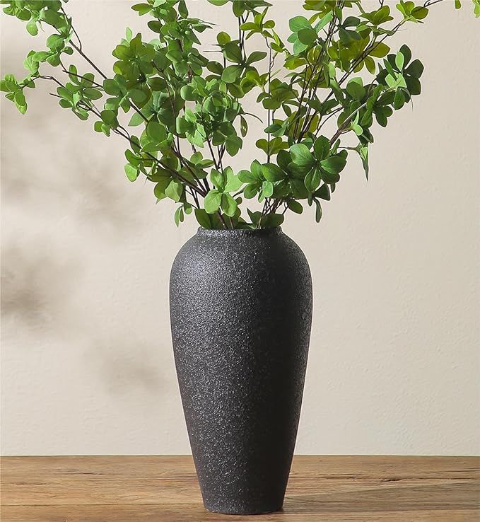 Large Ceramic Vase, 13 inch Black Farmhouse Vase,Pottery Decor,Decorative Vases for Home Decor,Ru... | Amazon (US)