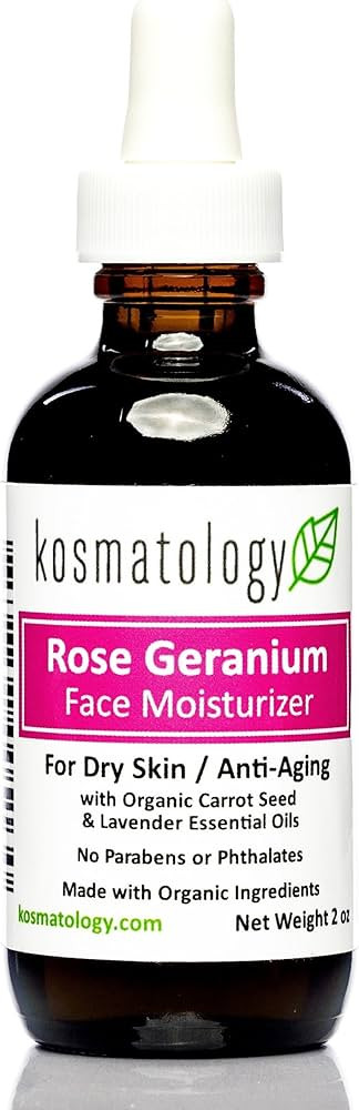 Kosmatology Rose Geranium Organic Facial Moisturizer for Dry and Aging Skin, 2 fl oz | Amazon (US)