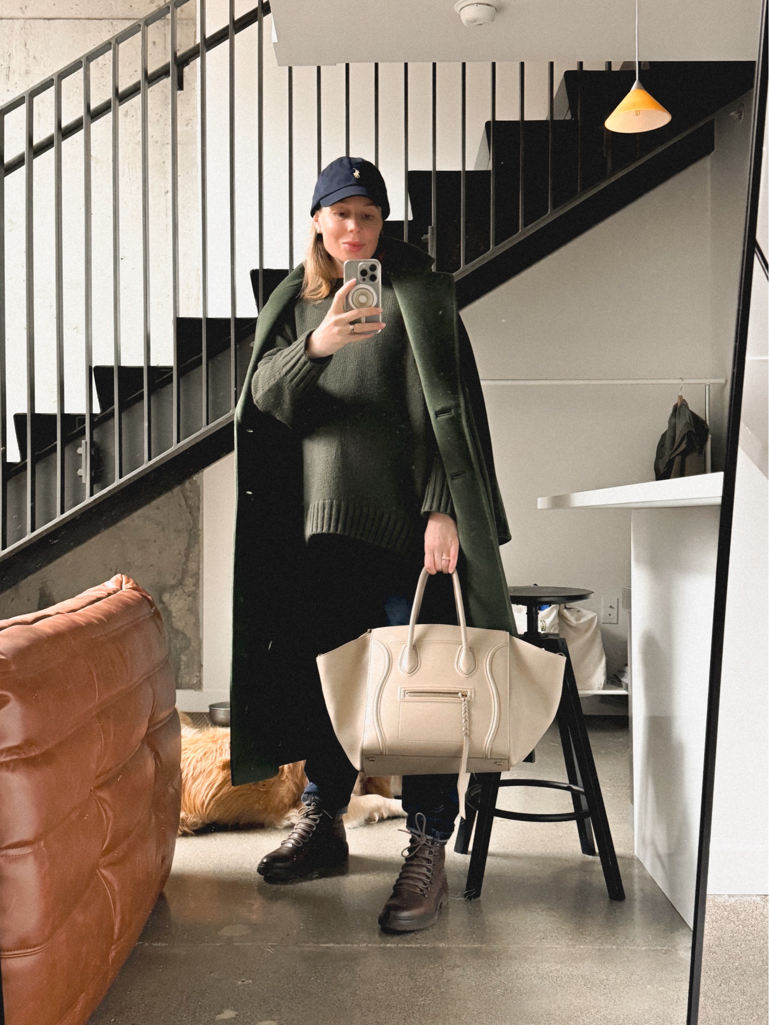 OOTD: Max Mara 101801 Madame Icon coat (I linked it from everywhere I could find in camel 🐪- its most popular color + found it at a sale price on Farfetch in pink; if you’re looking for a dark green coat check out a green velvet duster from Free People. If you are shopping for an oversized cocoon coat in wool & cashmere mix get Aritzia Babaton The Slouch) 
Pants: Eileen Fisher dark wash jeans (got them from Eileen Fisher renew, similar linked from Everlane and Free People. 
Lugsole combat boots 🥾 by Ecco (great lugsole ankle boots are available right now from Dr. Martens & Bobbies). 
Sweater: chunky pure cashmere crew neck sweater by COS (similar styles linked by Barbour & Aritzia). 
Bag: Celine luggage phantom medium in taupe (got mine from The Real Real, they have more!)
Hat/cap: Polo Ralph Lauren in relay blue. 

#LTKItBag #LTKStyleTip #LTKSeasonal