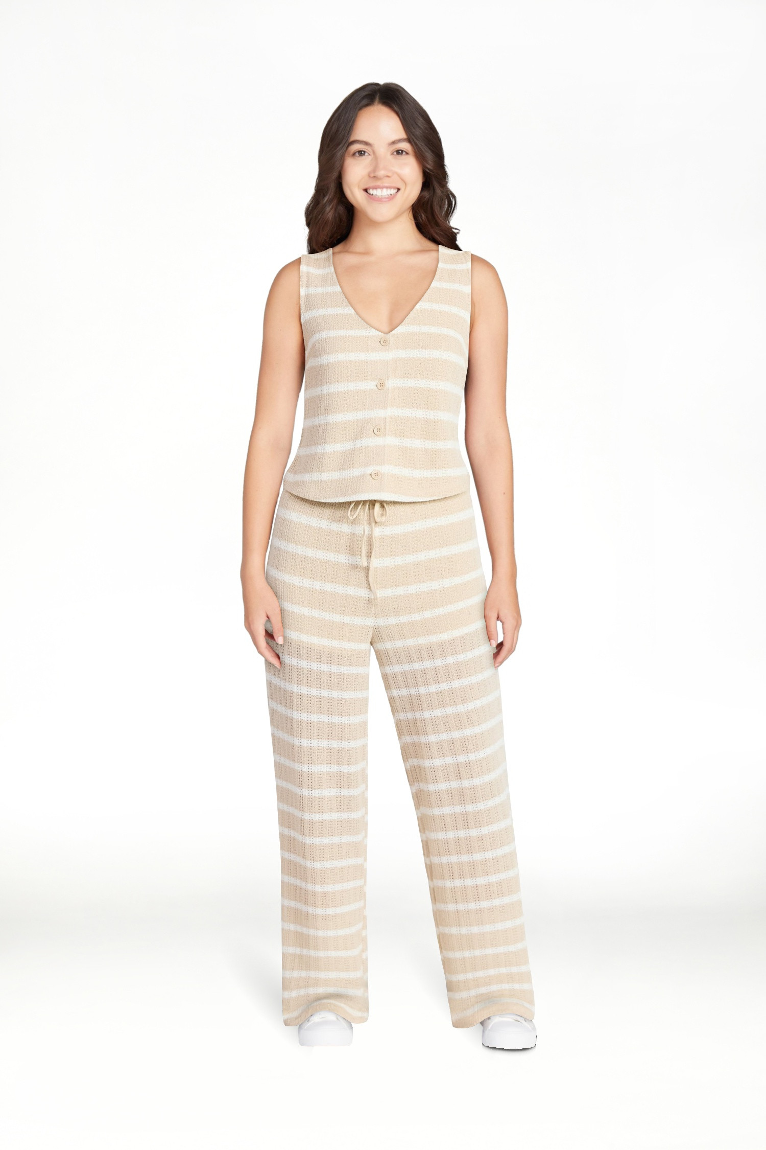 No Boundaries Sleeveless Button Vest and Pants, 2-Piece Set, Women’s XXS-XXL | Walmart (US)