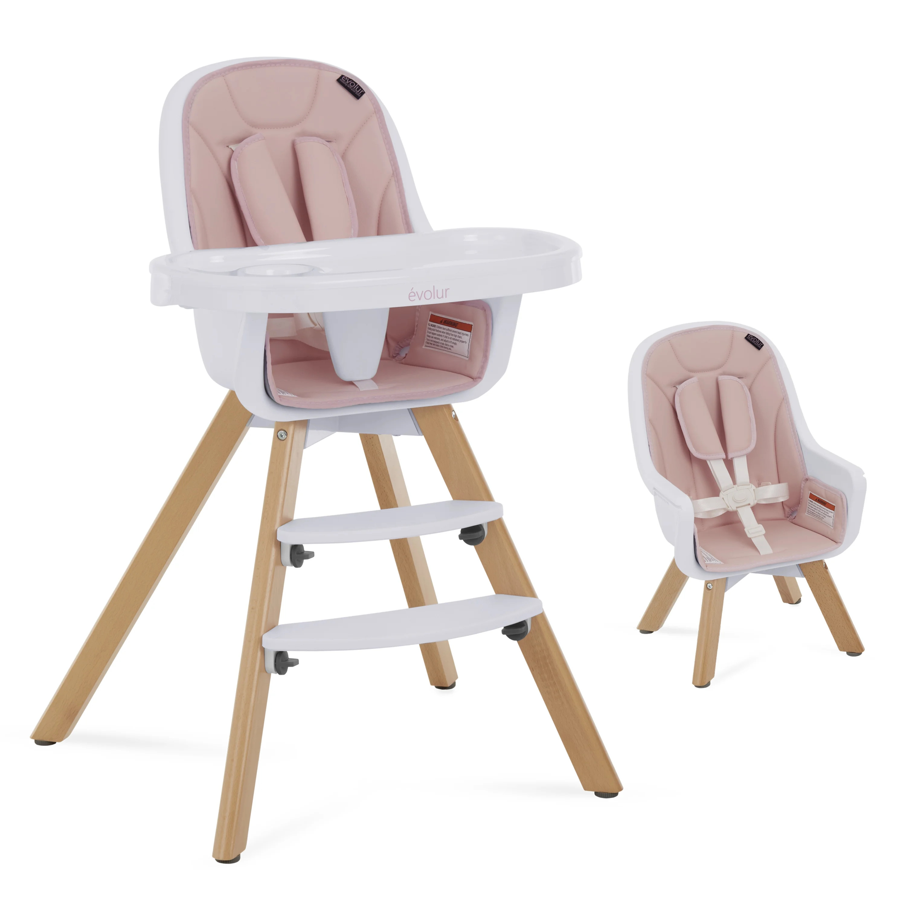 Evolur Zoodle 2-in-1 High Chair Booster Feeding Chair with Modern Design, Pink (Model #254) | Walmart (US)