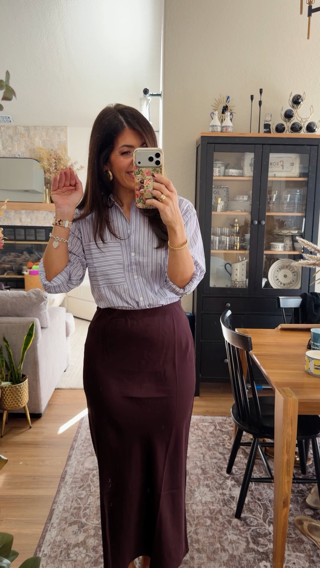 Work ootd
Medium stripe shirt (fit is oversized)
Medium satin maxi skirt

#LTKMidsize #LTKTall #LTKWorkwear