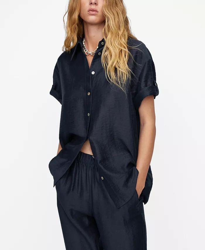 MANGO Women's Satin Buttoned Shirt - Macy's | Macy's