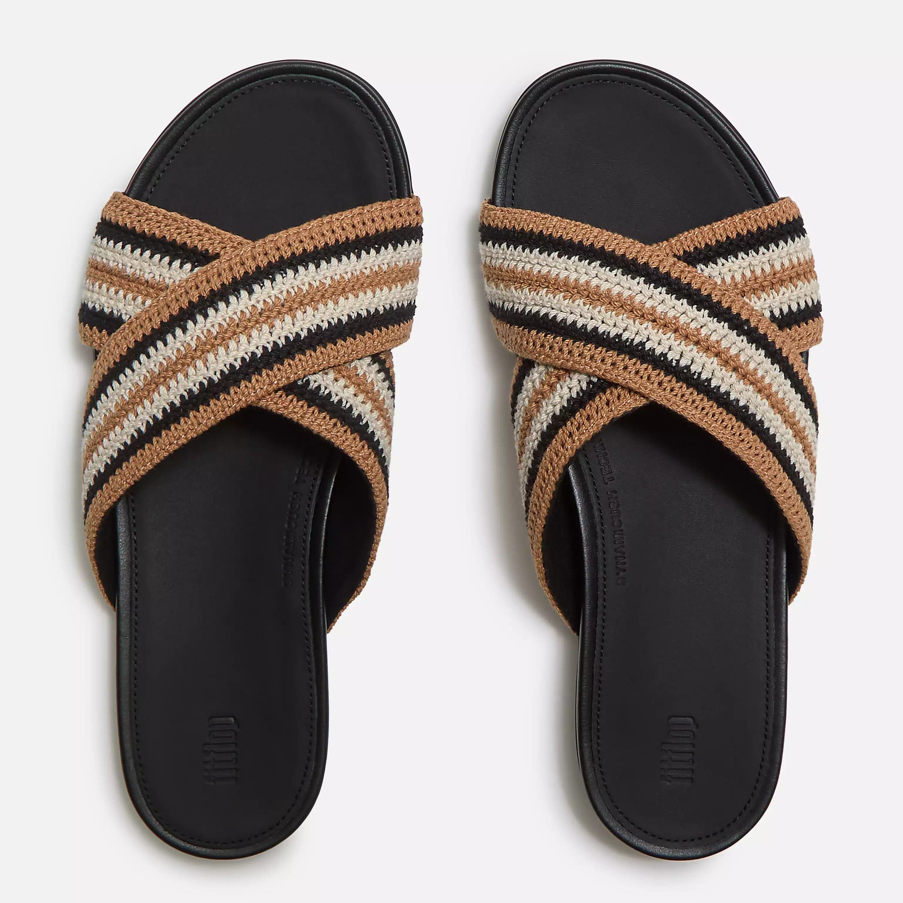 GRACIE Stripe-Webbing Cross Slides | FitFlop (UK)