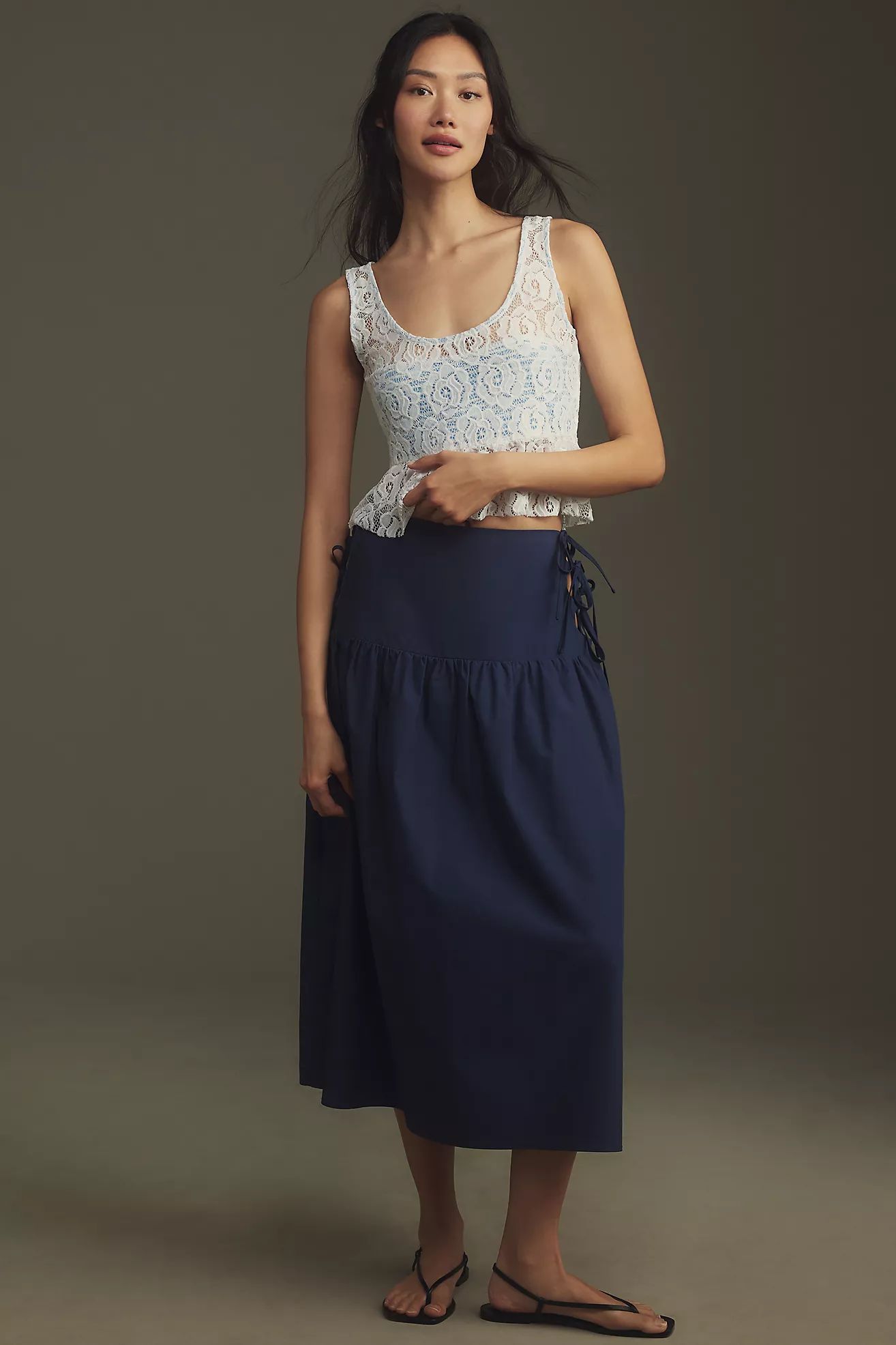 Maeve Lace Overlay Cropped Top | Anthropologie (US)