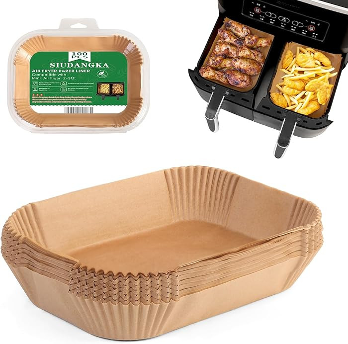 Air Fryer Liners Disposable, 100 pcs Rectangle Parchment Paper Sheets for Ninja Dual Air Fryer | Amazon (US)