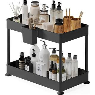2-Tier Black Under Sink Organizer Storage Cabinet Basket Drawer | The Home Depot