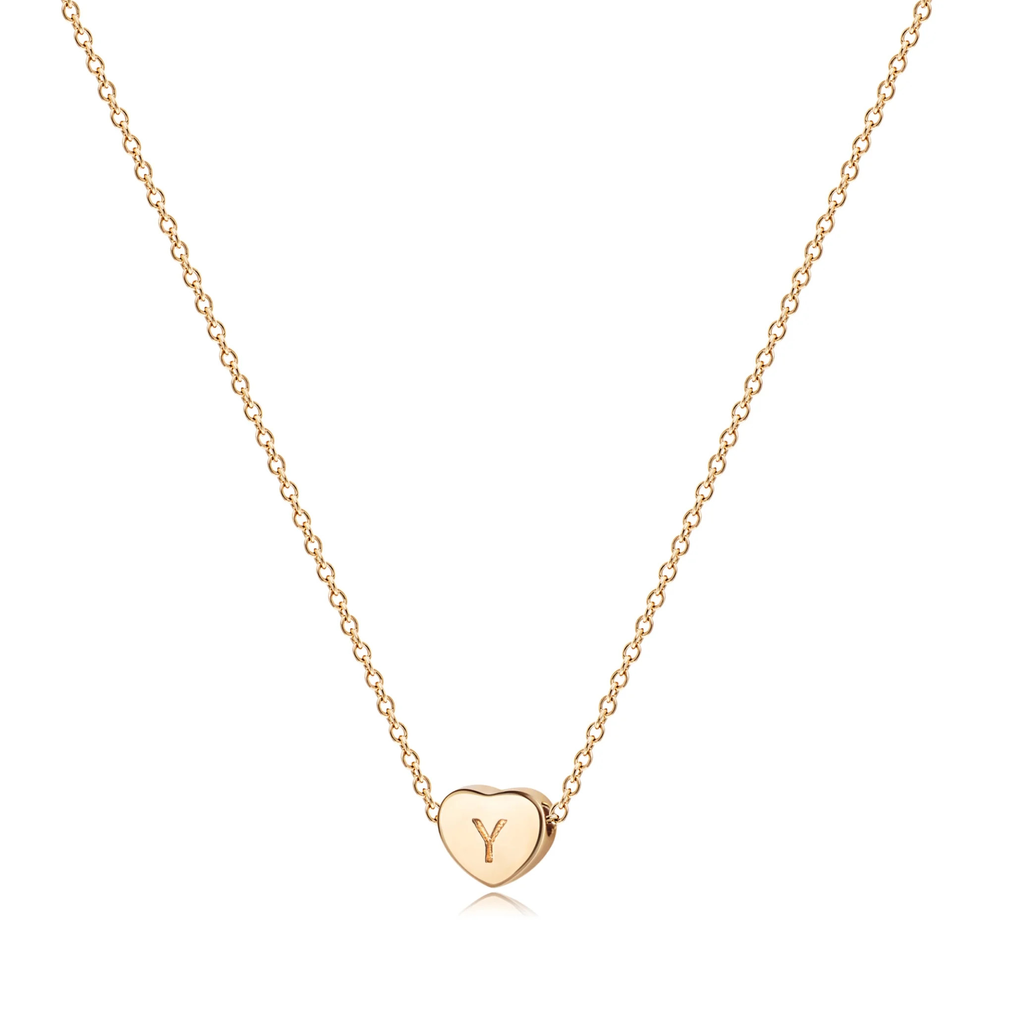 Fettero 14K Gold Plated Dainty Tiny Initial Letter Heart Choker Pendant Necklace Jewelry Gift for... | Walmart (US)