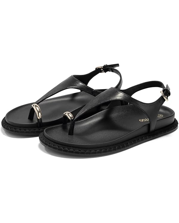Coutgo Womens Toe Ring Flat Sandals Comfortable Flip Flops T Strap Footbed Sandals Ankle Strap Su... | Amazon (US)