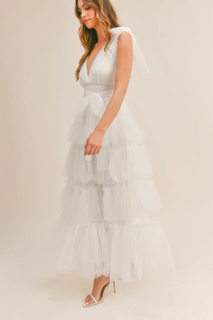 Perla Tulle Tiered Maxi Dress | Confête