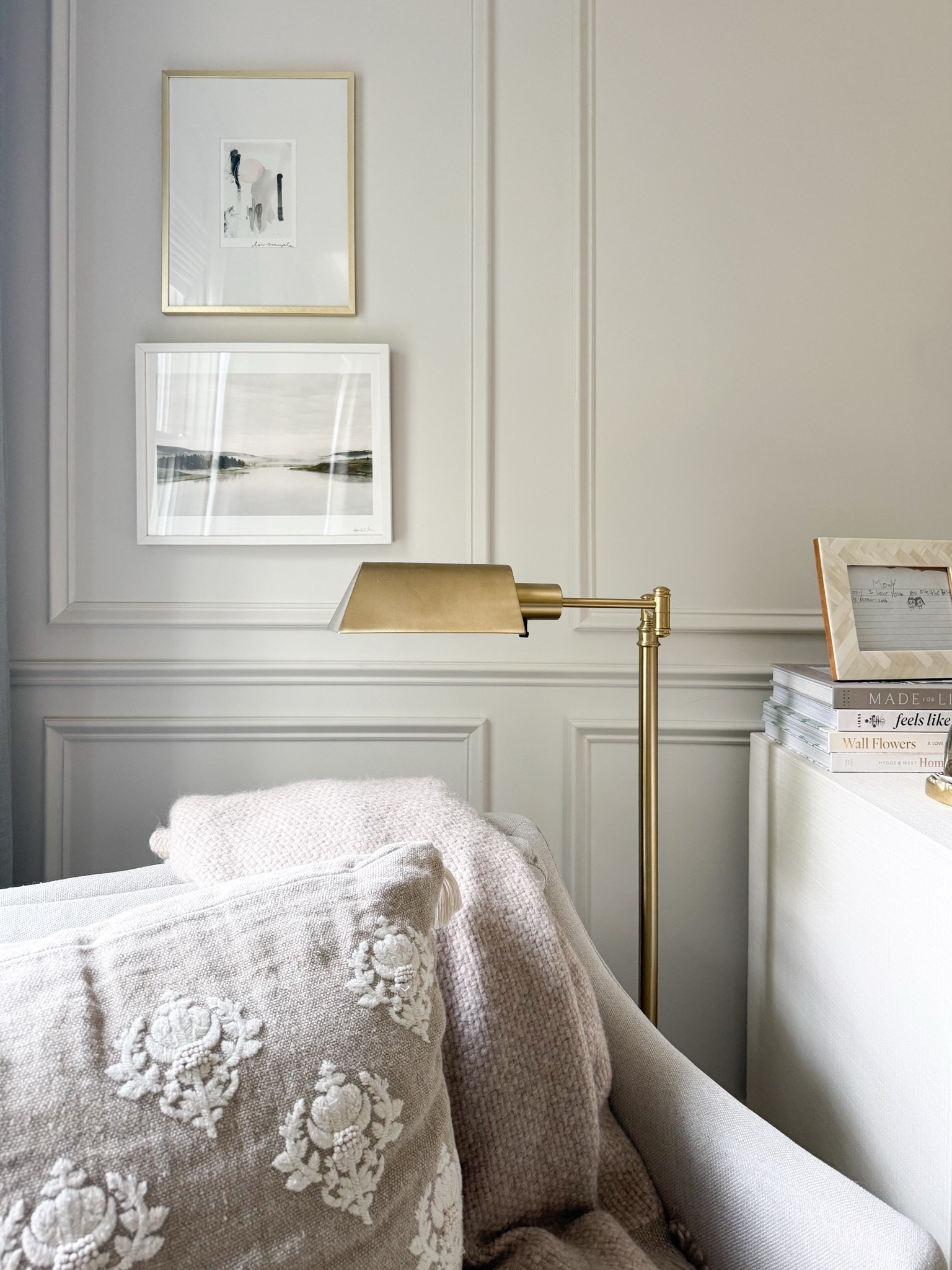 One of my favorite ways to make a bedroom feel more inviting is by creating a quiet corner that’s just for slowing down. A comfortable accent chair, a beautiful floor lamp, layered pillows and throws, and a pair of framed prints are all it takes to transform an empty corner into the perfect place for morning coffee or a good book.

bedroom reading nook, accent chair, floor lamp, bedroom décor, cozy corner, throw pillows, throw blanket, framed artwork, home décor inspiration, Girl on the Hudson

#LTKHome #LTKselfcare #LTKSeasonal