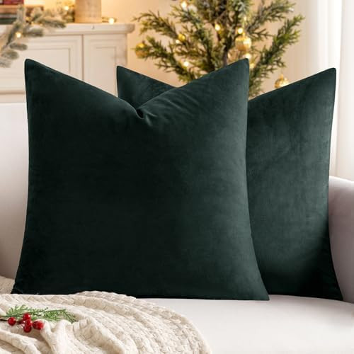 MIULEE Pack of 2 Velvet Soft Solid Decorative Square Throw Pillow Covers Christmas Cushion Case f... | Amazon (US)