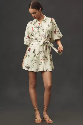 The Mona Linen Mini Shirt Dress by Maeve | Anthropologie (US)