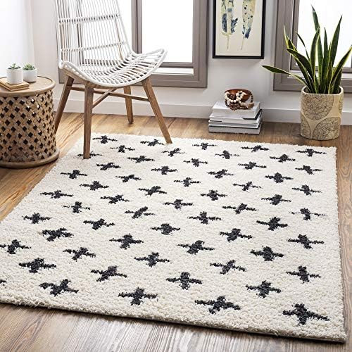 Artistic Weavers Moroccan Soft Mora Shag Area Rug, 7 ft 10 in x 10 ft, Cream/Charcoal | Amazon (US)