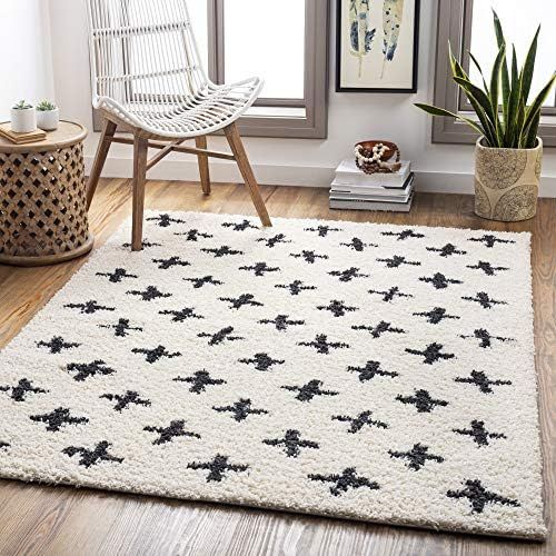 Artistic Weavers Moroccan Soft Mora Shag Area Rug, 7 ft 10 in x 10 ft, Cream/Charcoal | Amazon (US)