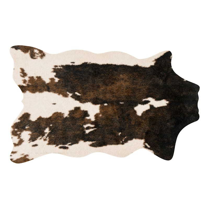 (B792) Crosby St. Brown & Beige Faux Hide Area Rug, 5x7 | At Home