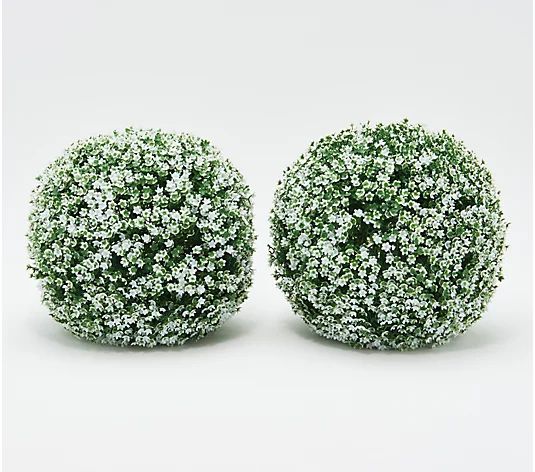 "As Is" Wicker Park Set of (2) 13" Faux Flower Garden Spheres - QVC.com | QVC