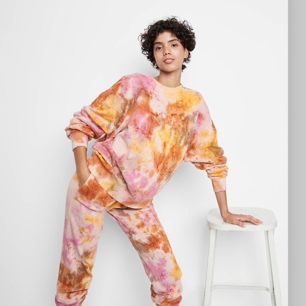 Women's Oversized Sweatshirt - Wild Fable Pink/Rust Tie-Dye XS | Target