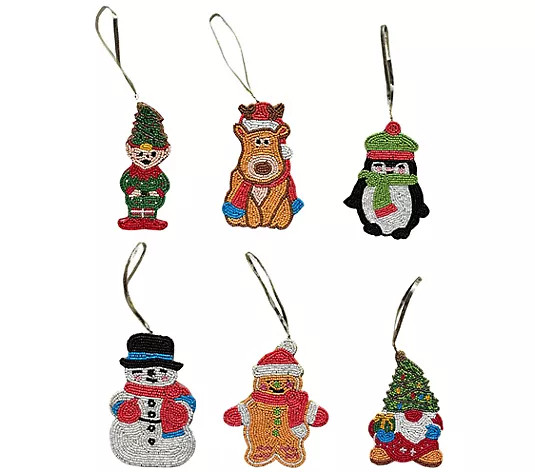 Temp-tations Set of 6 Beaded Ornaments - QVC.com | QVC